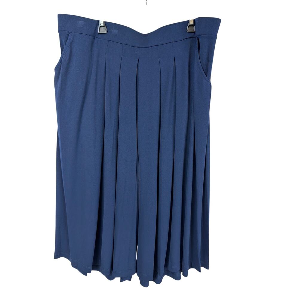 NWT Ruby Rd Woman Blue Pleated Cropped Wide Leg Pull On Pants 2X